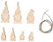 Rayher Holzdekoration Wichtel, 7 Stück, 2,5 – 9 cm + 0,5 m Kordel, Weihnachtsdekoration, Holz FSC zertifiziert, natur, 46625505