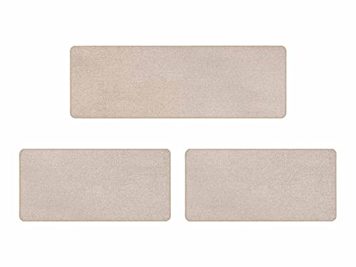 Primaflor Bettumrandung Teppich 3 Teilig - Manila - Perlweiß - Set aus 2 Stück 67x140 cm und 1 Stück 67x200 cm - Bettvorleger für Schlafzimmer - Kurzflor Teppich-Läufer