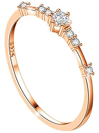 Musihy Modeschmuck Ringe, Ring Frauen Zirkonring Dünner Ring Zirkonia Weiß Ringgröße 59 Geschenke für Frauen