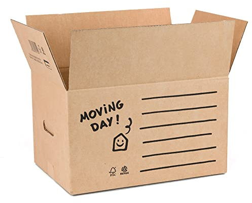 Pack 10 cajas mudanza. Cajas cartón 43x30x25 cm para mudanzas y almacenaje con asas. Cajas organizadoras. Cajas de cartón