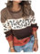 HEYPORK Damen Herbst Winter Warm Bequem Pullover Casual Mode Strickjacke Strickpullover Frauen Persönlichkeit Leopardenmuster Spleißen Mode Strickpullover Pullover(Khaki, M)