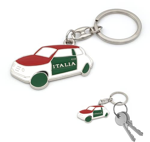 Porte-clés de poche avec anneau porte-clés, drapeau national italien en métal, accessoire pour homme et femme, idée cadeau (Fiat 500)