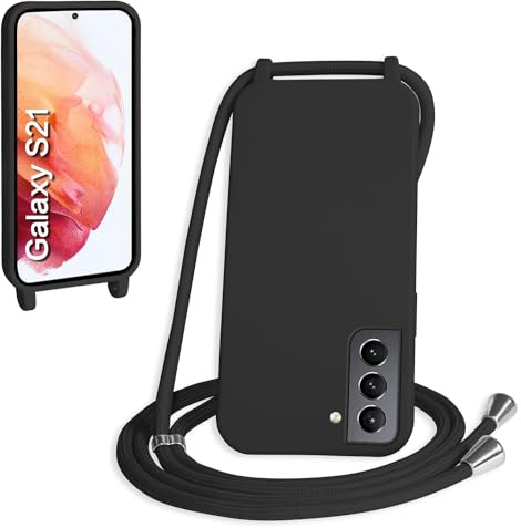 WenBaby Handykette für Samsung Galaxy S21/S30 Hülle mit Band,Handyhülle mit Schnur zum Umhängen Silikon Seil Necklace Schutzhülle mit Kordel Tasche Case TPU Bumper für Galaxy S21/S30- Schwarz