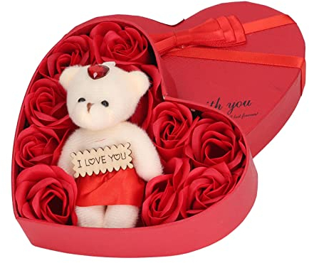 Stylebest Cadeaux Roses pour Femme Ours Rose de la Saint-Valentin pour Elle, Fleur Rose d'anniversaire pour Petite Amie, Cadeaux Roses pour la Fête des Mères, Cadeaux Roses de Noël pour