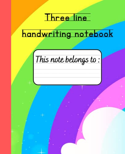 Three Line Handwriting Practice Paper Notebook: Dotted Lined Blank writing pages for K-3 students, 100 Pages, 7.5 X 9.25 Inches