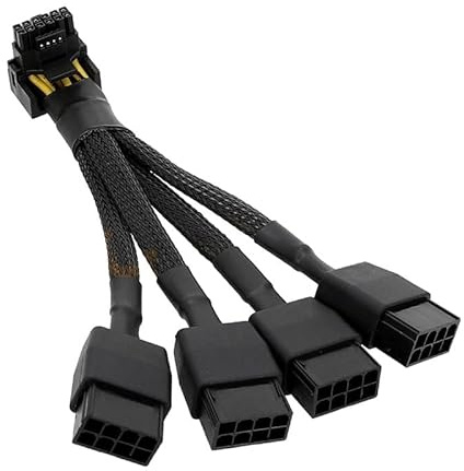 lilila-ree 4x8 Pin to 12VHPWR 90° Angled Extension Cable – 600W PCIe 5.1 16AWG, 12V-2x6 H++ Connector for RTX 5090/5080/4090/4080, 5.9in Short Sleeved Adapter for PSU with 4 PCIe Ports (Type A)