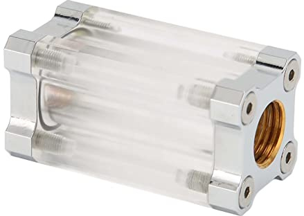 Topiky Wasserkühlungssystem-Filter, Computer-Wasserkühlungssystem Messing-Acryl, G1 4-Faden-Flüssigkeitsfilter, 40 Mesh Einseitiger Filter Kühlsystemfilter für Computer (Silber)