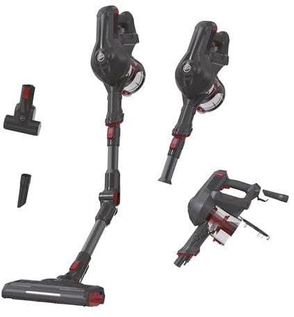 Hoover HF1 Aspirapolvere Con Tubo Flessibile, Senza Filo, Senza Sacco, 180 W, 0,9 Litri, Autonomia 30 Minuti, Luce LED, Mini Turbo Spazzola, Grigio [HF103PX]