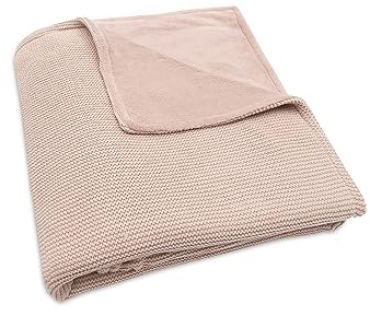 Jollein 517-511-67068 Babydecke Strickdecke mit Fleece Basic Knit rosa (75x100 cm)