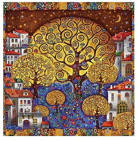 5D Diamond Painting Set Gustav Klimt Baum des Lebens,Diamant Painting Bilder DIY Malen nach Zahlen Erwachsene Stickerei Kreuzstich Voll Strass Kristall Diamant Kunst Handwerk Home Wand-Decor 50x50cm