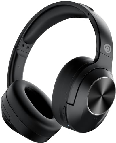 vibeadio Hybrid Active Noise Cancelling Headphones Wireless Over Ear Bluetooth Headphones with Microphone Deep Bass, Wireless Headphones with Hi-Fi Audio, Memory Foam Ear Cups, 30H Playtime - Black