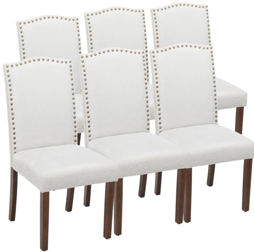 DUMOS Esszimmerstühle 6er Set, Elegant und Schön Modern Stühle Esszimmer, Leinenstoff Gepolstert küchenstühle, Kratzfester Boden Esszimmerstuhl Geeignet für Küche, Wohnzimmer, Schlafzimmer (Grau)