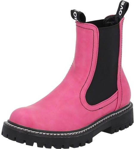 Palado Chelsea Boots Damen Dedej - warme & bequeme Winterschuhe mit rutschfester Gummisohle - moderne Boots mit Stretch-Einsatz für Herbst & Winter Pink UK8 - EU41