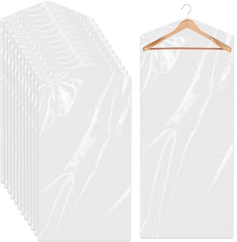 10 Stück lange Kleiderhüllen 180 cm transparente Kleidersäcke zum Aufhängen Kunststoff Anzugtaschen staubdichte Kleiderschutz für Mäntel, Kleider, Kleider