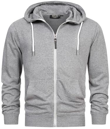 Indicode Herren INChristos Sweatjacke mit Kapuze und Reißverschluss | Hooded Jacket Kapuzenjacke für Männer Grey Mix, XXL