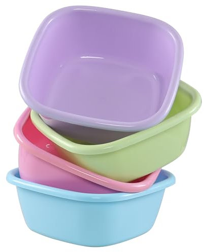 Julyeen 4 Packs Wash Tub Dishpan Basin, Plastic Bucket Dish Pans for Washing and Storage, 12 Quarts