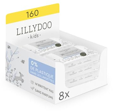 LILLYDOO Feuchttücher Gesicht & Hände 160 Stück (8 x 20), 100% plastikfrei