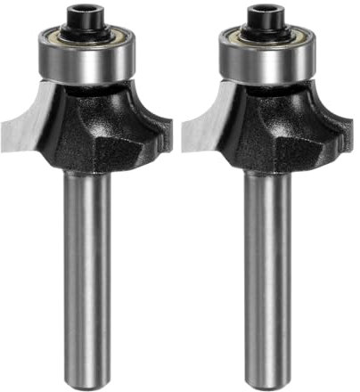 sourcing map 2pcs Roundover Router Bit 1/4 Shank 3/16 Radius Carbide Tipped Edge Rounding Over Bit with Bearing Guide, Woodworking Milling Tool
