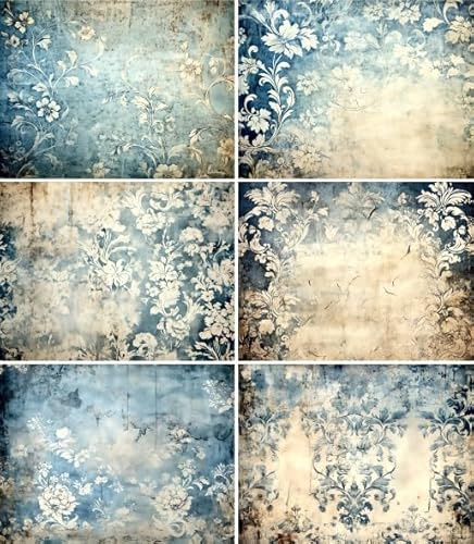Blaues Damast-Reispapier, 20,3 x 26,7 cm (6 Stück) – Maulbeerpapier für Decoupage, Scrapbooking, Karten, Basteln von Craft Kreatively