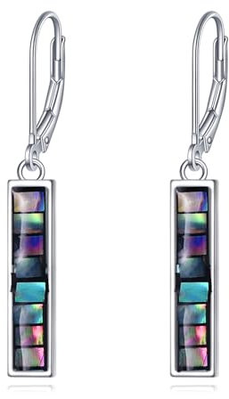 YFN Abalone Bar Ohrringe für Frauen Sterling Silber Leverback Ohrringe Abalone Shell-Schmuck Geschenk für Mädchen (braun)