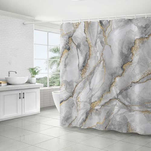 FAIRYGATE Duschvorhang Grau Anti Schimmel Bathtub Curtain Benutzerdefinierter Anti Schimmel Wasserdicht für Badezimmer Waschbar und Schnell Trocken Duschvorhang Personalisierter Vorhang B9015