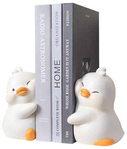 Hug Duck Bookends – Cute Book Ends, einzigartige Buch-Ends | Cute Hug Ducks Decorative Bookends, dekorative Buchstützen aus Kunstharz, kreative Buchhalter für die Dekoration von Bürobüchern