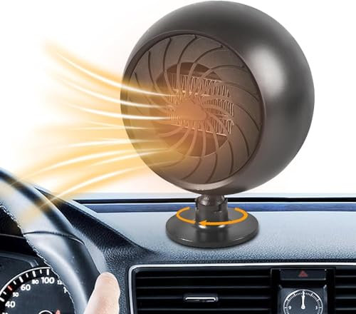 Mokeum Chauffage de Voiture, 12V 150W Réchauffeur de Voiture Portable, 2 en 1 Chauffage Desembuage Voiture avec Fonction de Chauffage et de Climatisation avec Prise Allume Cigares