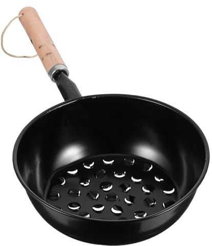 KONTONTY Anzündkamin Holzkohle Mit Holzgriff Tragbarer Grillanzünder Für Camping Und Grillen Holzkohlekorb Ergonomischer Griff Leichte Reinigung
