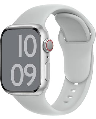 ELETTRONEO C1A Cinturino per Apple Watch Ultra 3 2 49mm, Serie 11 10 46mm, 9 8 7 45mm 41mm, SE 6 5 4 44mm 40mm, 3 2 1 42mm 38mm Donna Uomo Band Bracciale Sport Silicone, Grigio Luna