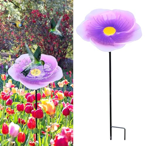 Vogeltränke Stehend Winterfest - Vogelfutterspender für Garten, Vogelbad mit Ständer für Balkon und Balkongeländer, Abnehmbar, Wassertränke für Vögel, Frostsicher (C)