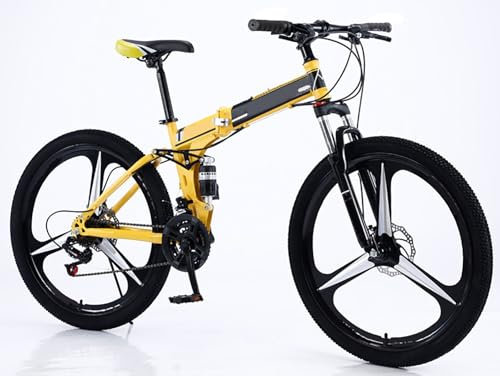 Faltrad Faltrad 24-Zoll-Falt-Mountainbike, Falt-Mountainbike 21-Gang, Doppelte Mechanische Scheibenbremse Vorne, Menschliche Kraft Fahrrad Integrierte Räder A,24 Zoll
