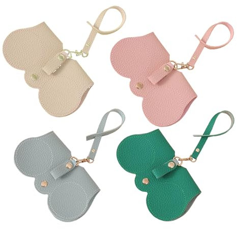 ZALUJMUS Étui à lunettes de soleil en polyuréthane souple, étui à lunettes de soleil fin et portable avec cordon, étui à lunettes de soleil en cuir PU souple anti-rayures, Bleu, vert, rose, crème