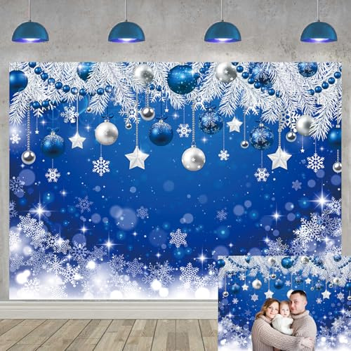 Blauer Weihnachts-Hintergrund für Fotografie, Frohe Weihnachten, blaue Schneeflocke, Fotografie-Hintergrund, Winter, Weihnachten, Winterurlaub, Geburtstag, Party, Babyparty, Dekoration, Hintergrund