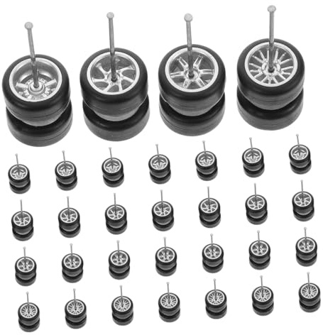 FUNNETOYU 1/64 Modellauto Räder Gummireifen 16 Paar Leichtmetallfelgen Abnehmbar Austauschbar Spielzeug Fahrzeugzubehör Für Modellauto Enthusiasten