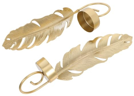 Eisen Wandmontierter Kerzenhalter 2 Stück, in Blattform, Gold | Metall Wandleuchter, Elegante Wohndekoration für Büro, Wandbehang Dekoration, Stilvoll und Einzigartig