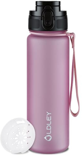 OLDLEY 500ml Wasserflaschen mit Sieb, BPA-freie auslaufsichere Trinkflasche für Kinder, leichte wiederverwendbare 0,5l schlanke Tritan-Flasche für Schule, Fitness, Sport, Outdoor, Arbeit