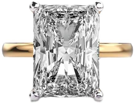 LKBEADS Strahlender Corona d'oro Solitärring aus 925er Sterlingsilber | vergoldet | mit Moissanit, Kissenform, luxuriöser handgefertigter Schmuckring für Damen | LKJR_0733