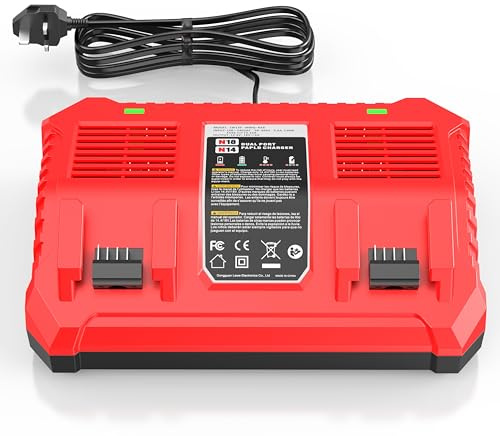 ARyee Dual Ports Replacement Charger for Milwaukee 18V Lithium Battery, 6A Rapid Charger Compatible with 48-11-1813 48-11-1815 48-11-1840 48-11-1841 48-11-1850 48-11-1860 48-11-1862