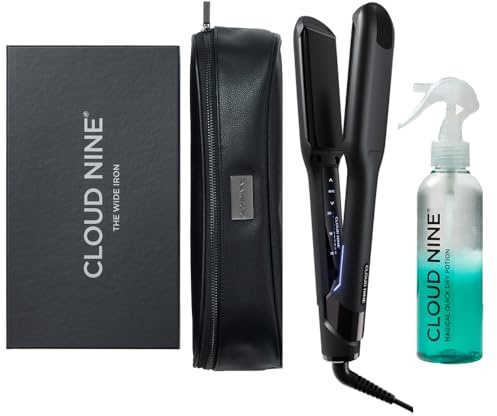 Cloud Nine The Wide Iron Glätteisen Schwarz – Haarglätter mit breiten Sericite-Platten, Revive Mode & 11 Temperatureinstellungen (100–200 °C) – Für gesundes Styling von dickem & langem Haar