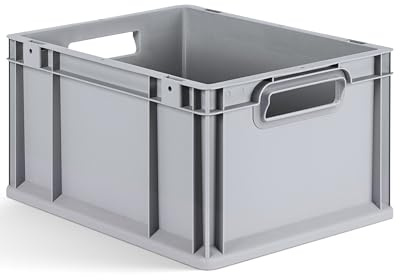 aidB Eurobox NextGen 2.0 - 400x300x220mm – Stapelbare 20L Kunststoffbox mit offenen Griffen – Lagerbox für Aufbewahrung, Transport & Organisation – Industriequalität - Auch mit ColorClips erhältlich