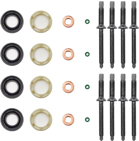 16 Pcs 1.6 HDI Diesel Injektor Dichtungssatz Einspritzdüse Injektor | Dichtung Set mit 8 Schrauben Einspritzdüsen O-Ring mit Citr-0en Peu-ge0t 198299 1982A0 198185