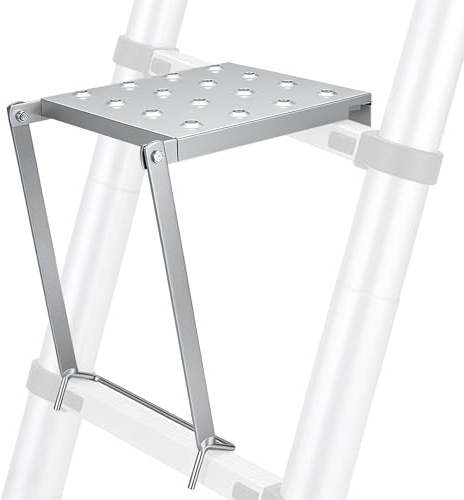 Adder Work Platform System, Ladder Work Stand Holds, Capacity Stable Attachment High-Altitude Tasks Supplies, Anti-Slip Extension Tool, for Electricians Painters Repair (Silver)