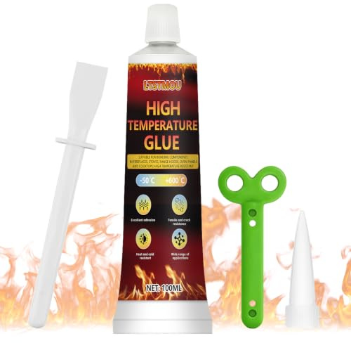 Silicone Haute Temperature, Colle Haute Température, Mastic Refractaire | 100ml Convient Pour le Scellement à Haute Température, Pour Four Diverses à Micro-Ondes, Voitures, Four, Electroménagers