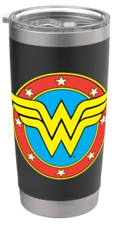 Wonder Woman Ww Vintage Emblem Bicchiere termico in acciaio inox doppia parete