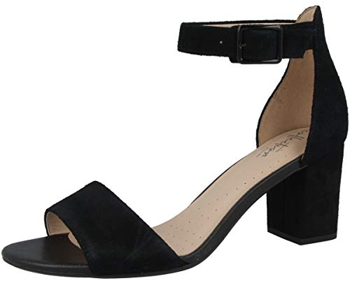 Clarks Womens 261451604 Ankle Strap Heels, Black (Black Suede -), 6 UK