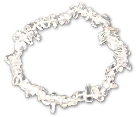 Taddart Minerals Pulsera de piedra preciosa natural de cristal de roca montada en hilo elástico de nailon – hecha a mano