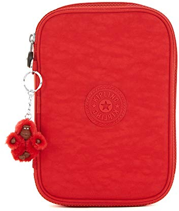 Kipling Federmäppchen mit 100 Stiften, bedruckt, Kirsche