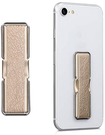 kwmobile Support autoadhésif pour Smartphone - Accessoire Doigt en Similicuir pour téléphone Portable - Sangle poignée élastique Dos Smartphone