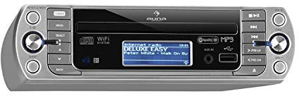 auna KR-500 CD Silver Edition - Radio de Cocina, Internet WiFi, Spotify Connect, Reproductor CD, Compatible MP3, Puerto USB, AUX, Display LCD, App UNDOK, Control Remoto, Gris Metalizado