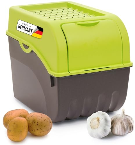 Novaliv Boîte de Rangement pour Pommes de Terre | Grande Taille 9 L | Vert | Boîte à Légumes Empilable | Panier à Oignons | Conservation